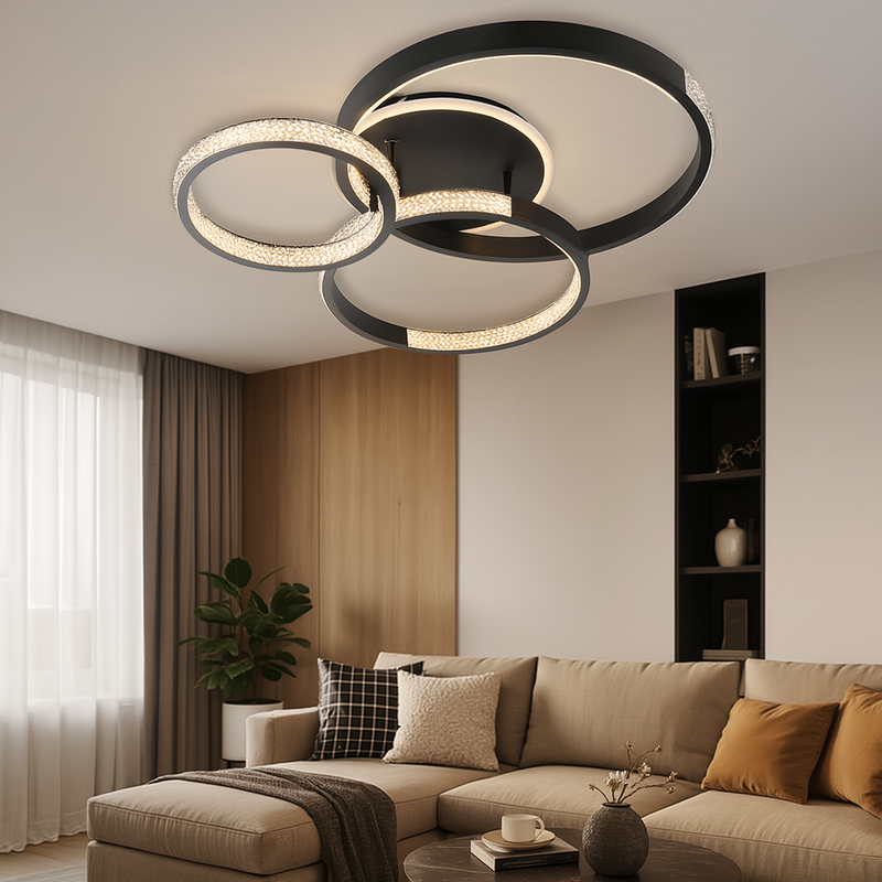Люстра стельова чорна з камінцями L-72.5 cm Led 90W Black Shine 250762-100005659