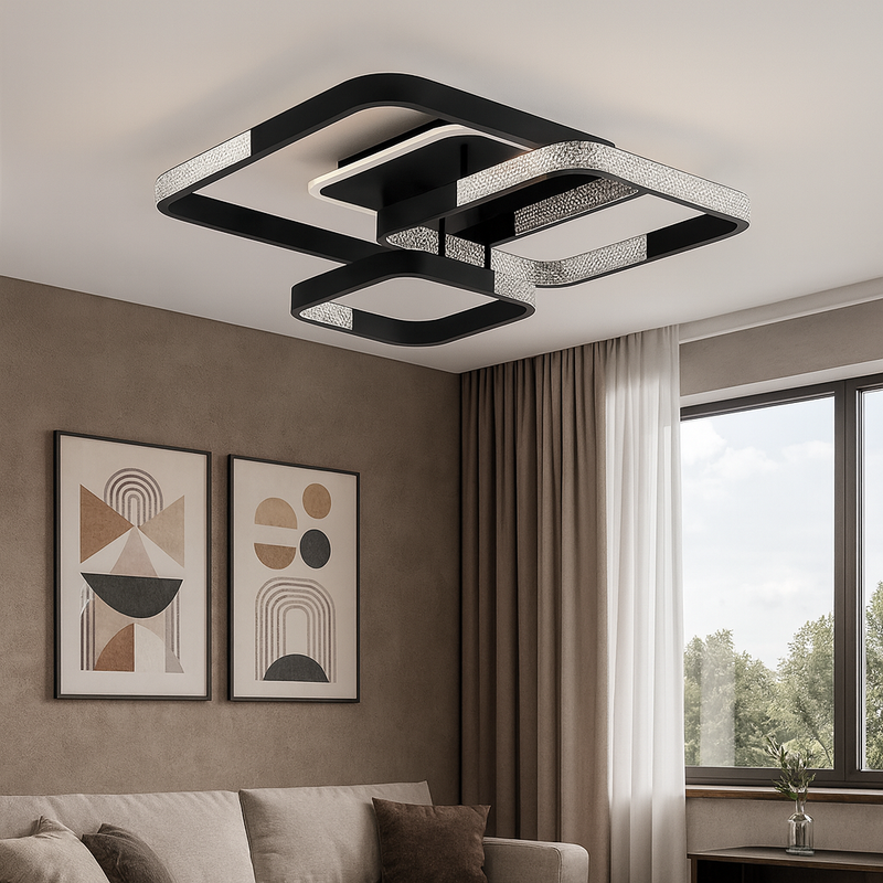 Люстра стельова чорна з камінцями L-69 cm Led 110W Black Shine 250762-100005662