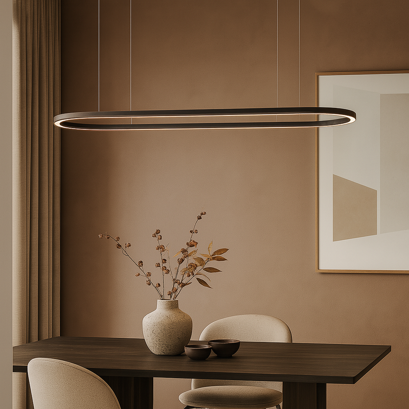 Люстра підвісна чорна видовжена овальна L-150 cm Led 60W 3000K Oval Black 250702-100005663