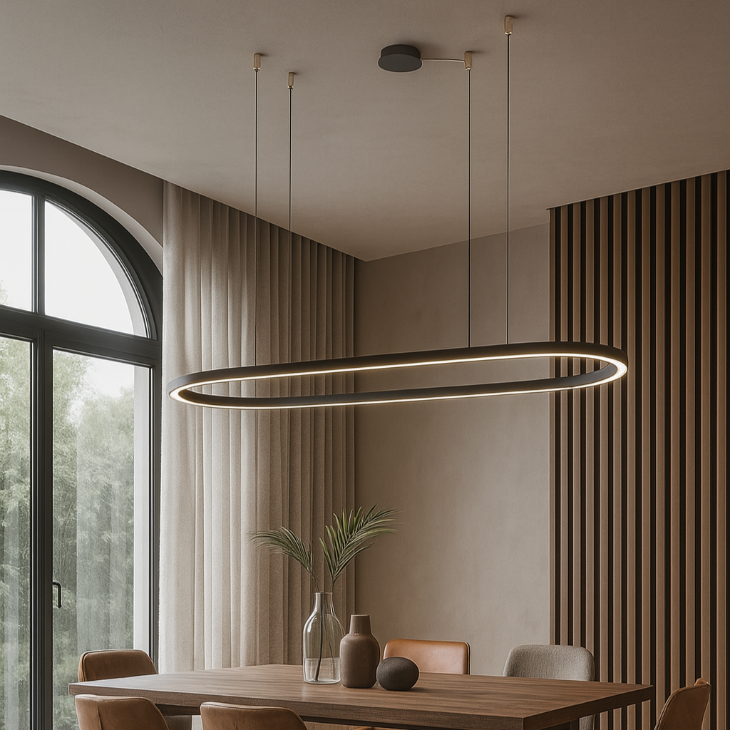 Люстра підвісна чорна видовжена овальна L-150 cm Led 60W 3000K Oval Black 250702-100005663