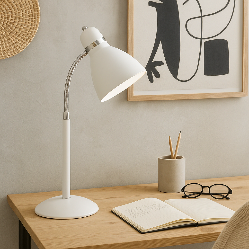 Настільна лампа біла H-54 cm E27 White Pandora 250960-100005911