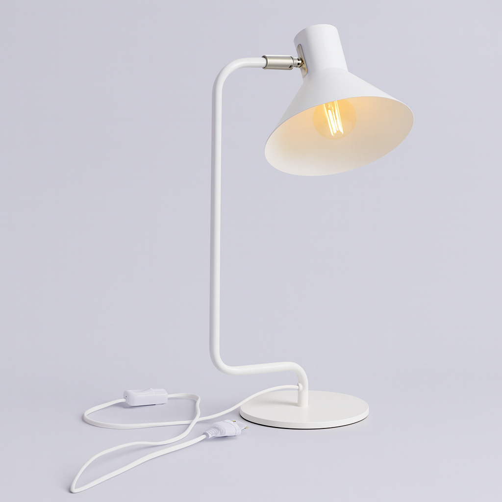 Настільна лампа біла H-50.5 cm E14 White Geometry 250932-100005914