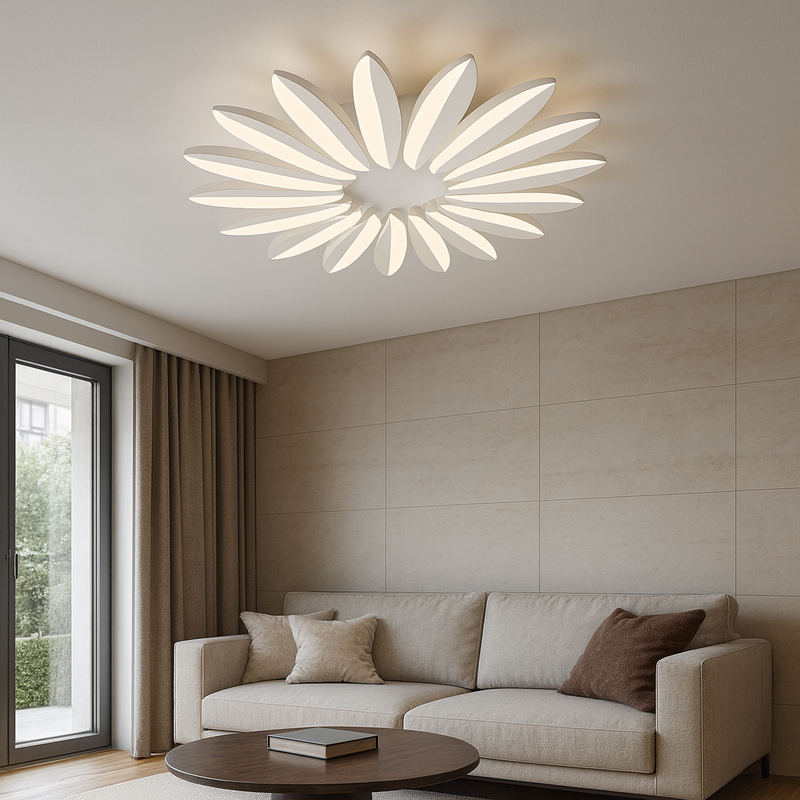 Стельова люстра біла квітка D-55 cm Led 57W 4000K White Flower 251018-100006219