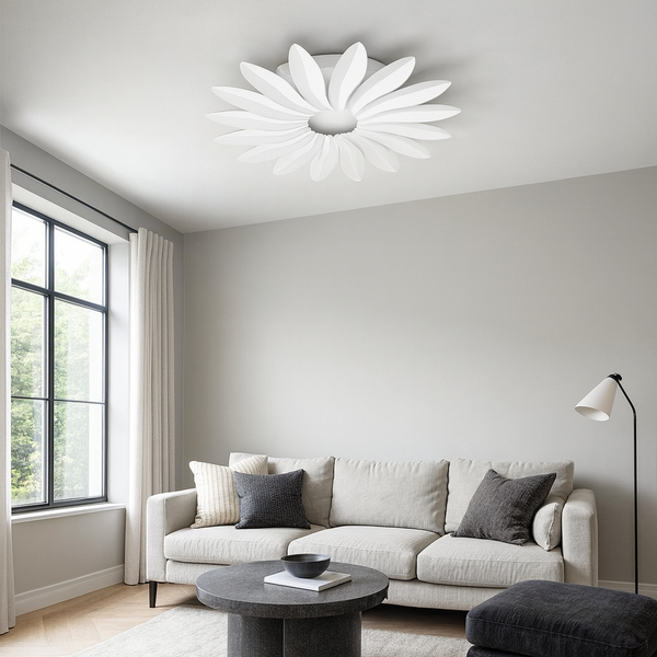 Стельова люстра біла квітка D-55 cm Led 57W 4000K White Flower 251018-100006219
