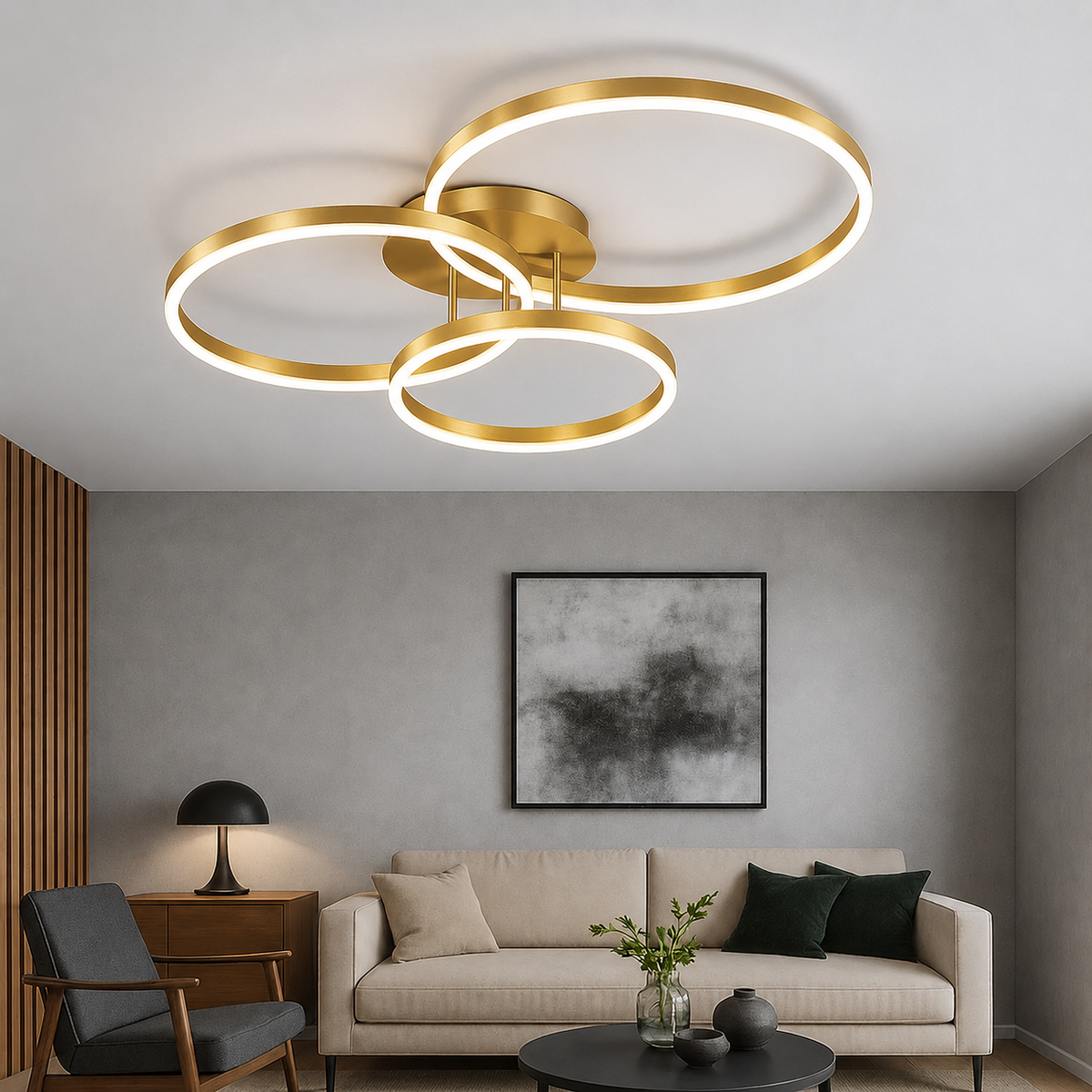 Стельова люстра з пультом Anelli 3 Н-14 см D-30+40+50 см 3000К-6000К Gold 250819-100005753