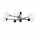 Люстра чорна з білими плафонами L-77 cm H-25 cm E27*8 Black Wendy 260118-100007013