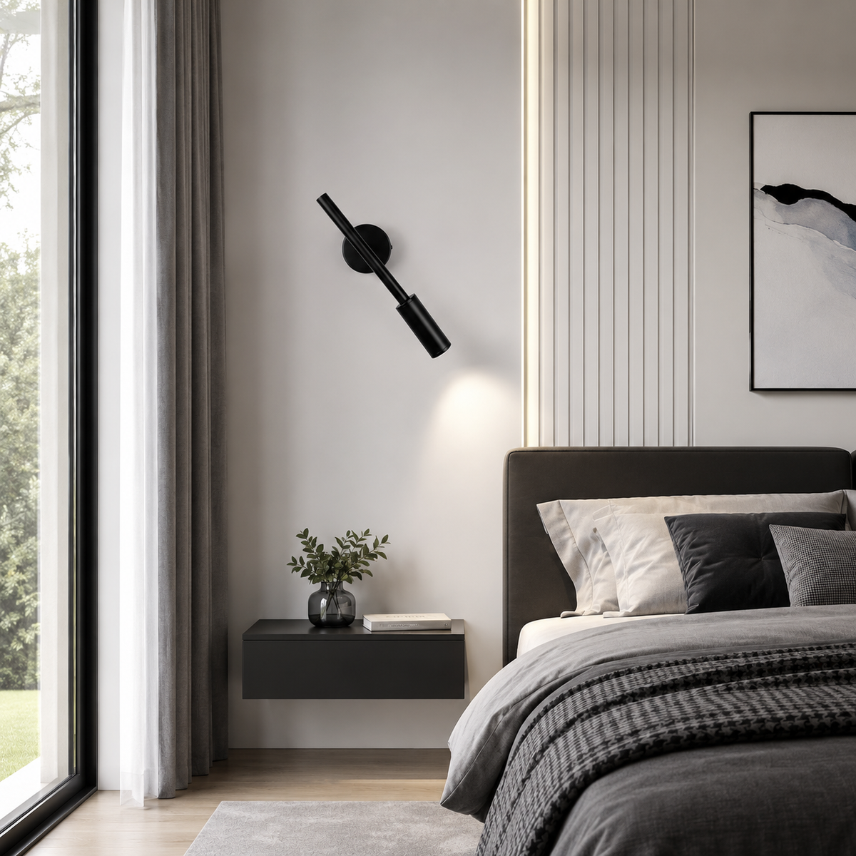 Настінний світильник чорний H-30 cm GU10 MR11 Black Slim tube lamp 230318-100001490