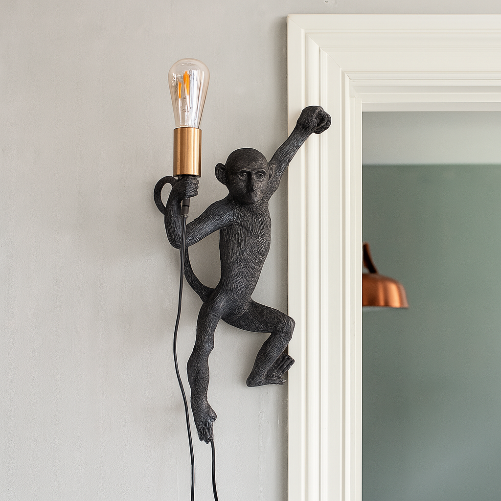 Настінний чорний світильник мавпа H-64 cm E27 Black Monkey 250647-100005385