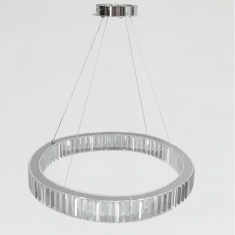 Підвісна люстра срібна кришталева D-60 cm Led 44W Silvet Brass Ring Luxury 250935-100006188