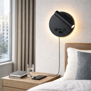 Настінний світильник чорний з вимикачем та USB-порти D-14.5 cm Led 8W 3000K Black Circle 251274-100006987