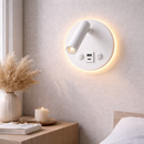 Настінний світильник білий з вимикачем та USB-порти D-14.5 cm Led 8W 3000K White Circle 251274-100006988
