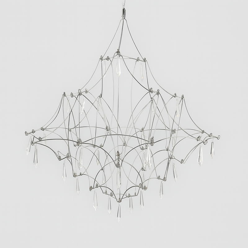 Люстра підвісна срібна з кристалами D-60 cm / D-80 cm Led Chrome Rain 250718-100005677