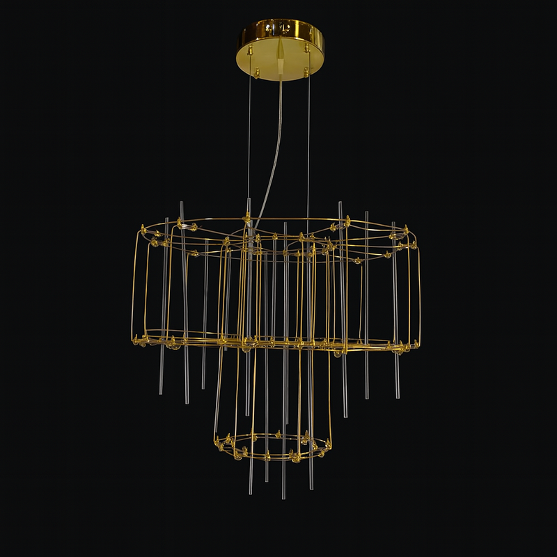 Люстра підвісна золота двоярусна / триярусна D-60 cm / D-80 cm Led Gold Rain 250718-100005679