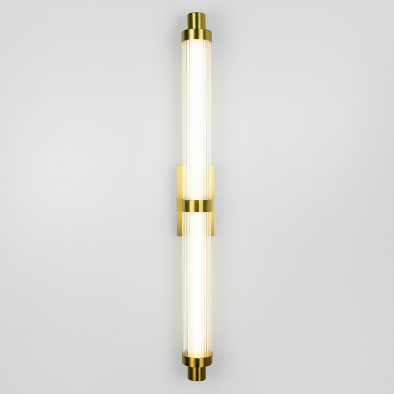 Настінний світильник золотий з прозорим скляним тубусом L-70 cm / L-90 cm Gold Pipe line glass 250718-100005680
