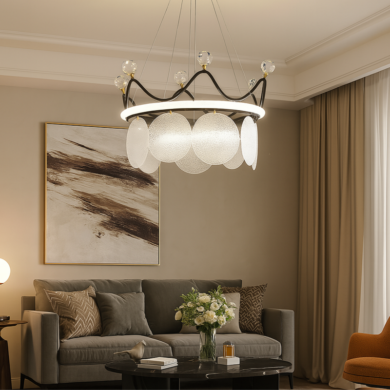 Люстра підвісна чорна корона D-50 / D-70 cm Led Black Crown 250718-100005681