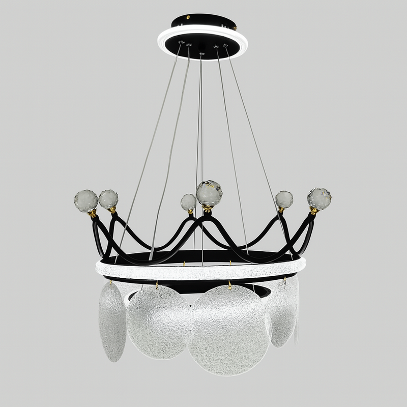 Люстра підвісна чорна корона D-50 / D-70 cm Led Black Crown 250718-100005681