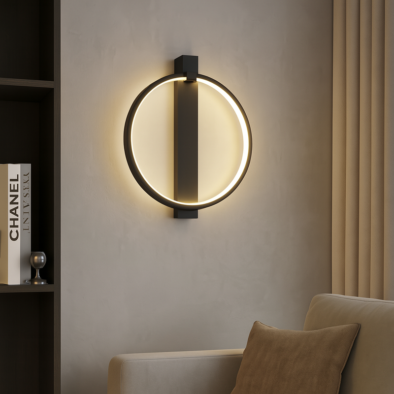 Настінний світильник круглий чорний D-30 cm Led 20W Black Wall Circle 250719-100005691