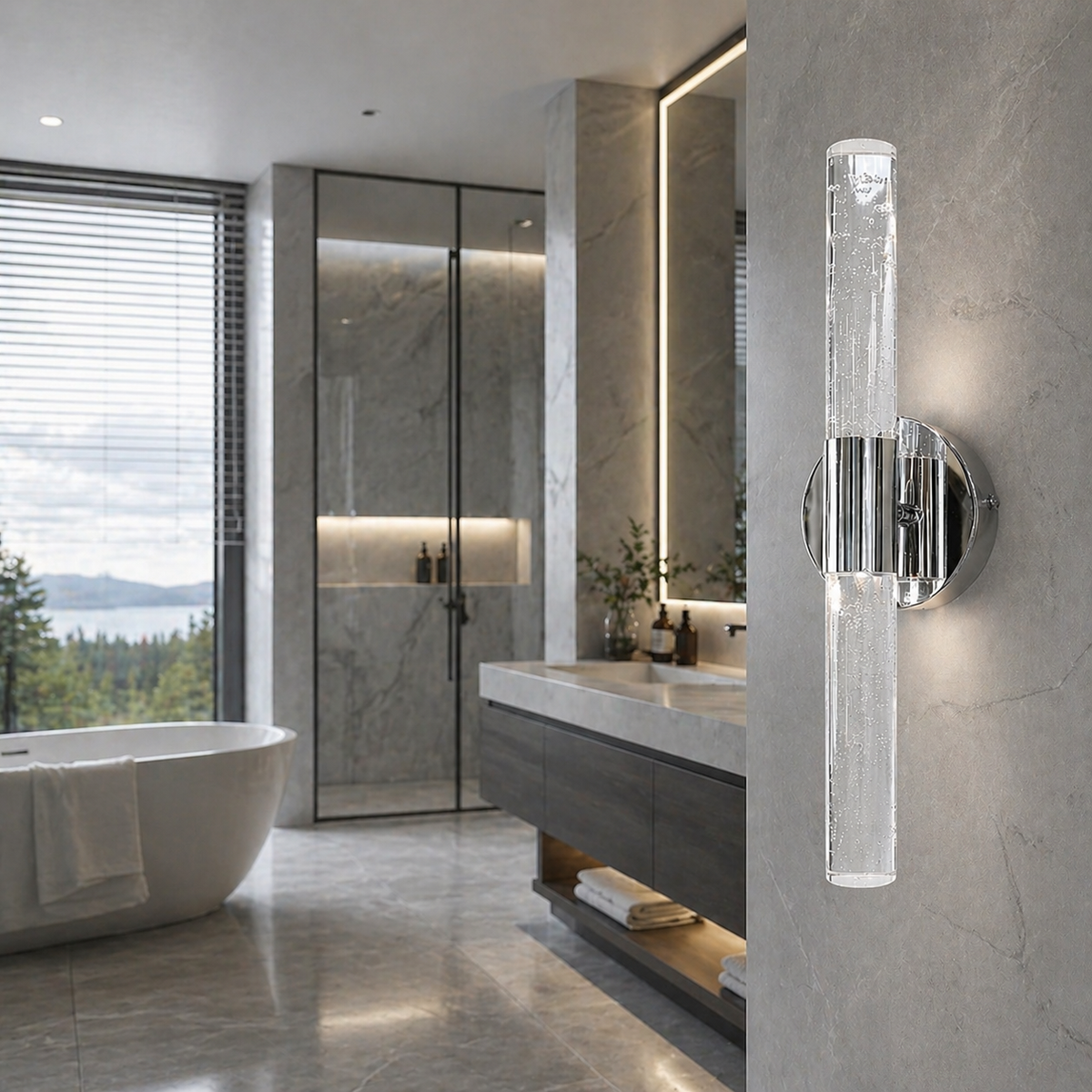 Настінне бра срібне H-34 cm Led 6W 4000K F Chrome Bubble Tube 260435-100007810