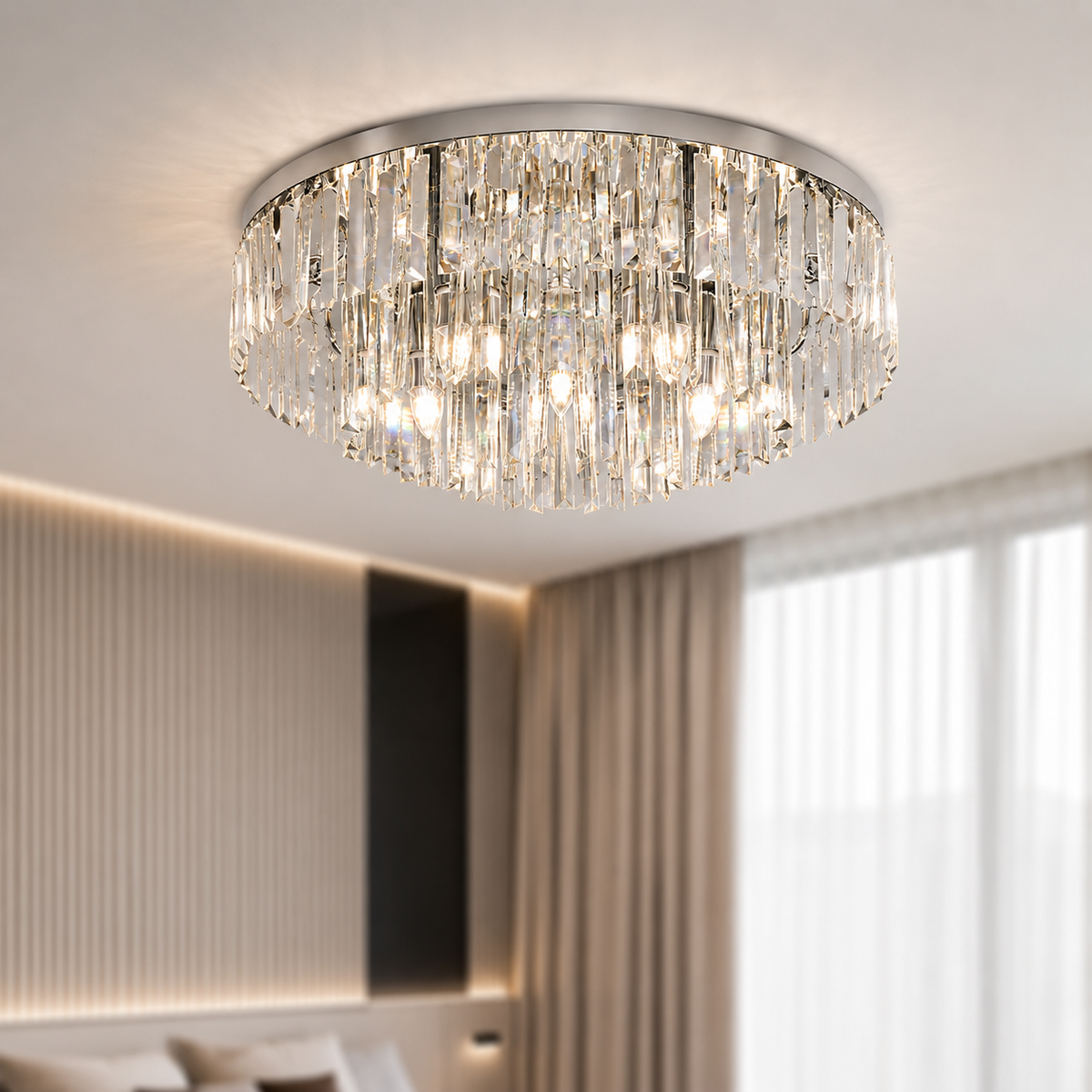 Люстри срібні D-40 cm / D-60 cm H-23,5 cm E14 Chrome Crystal 260748-100008495