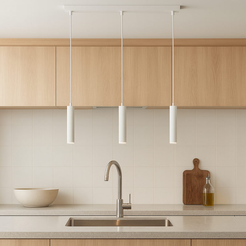 Люстра біла, підвісні тубуси H-45 cm L-66 cm E14 White Simple tube 250741-100005696