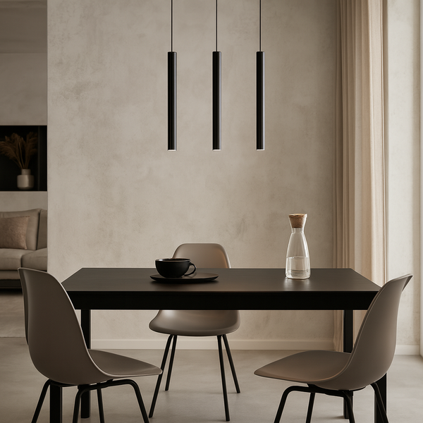 Люстра чорна, підвісні тубуси H-45 cm L-66 cm E14 Black Simple tube 250741-100005697