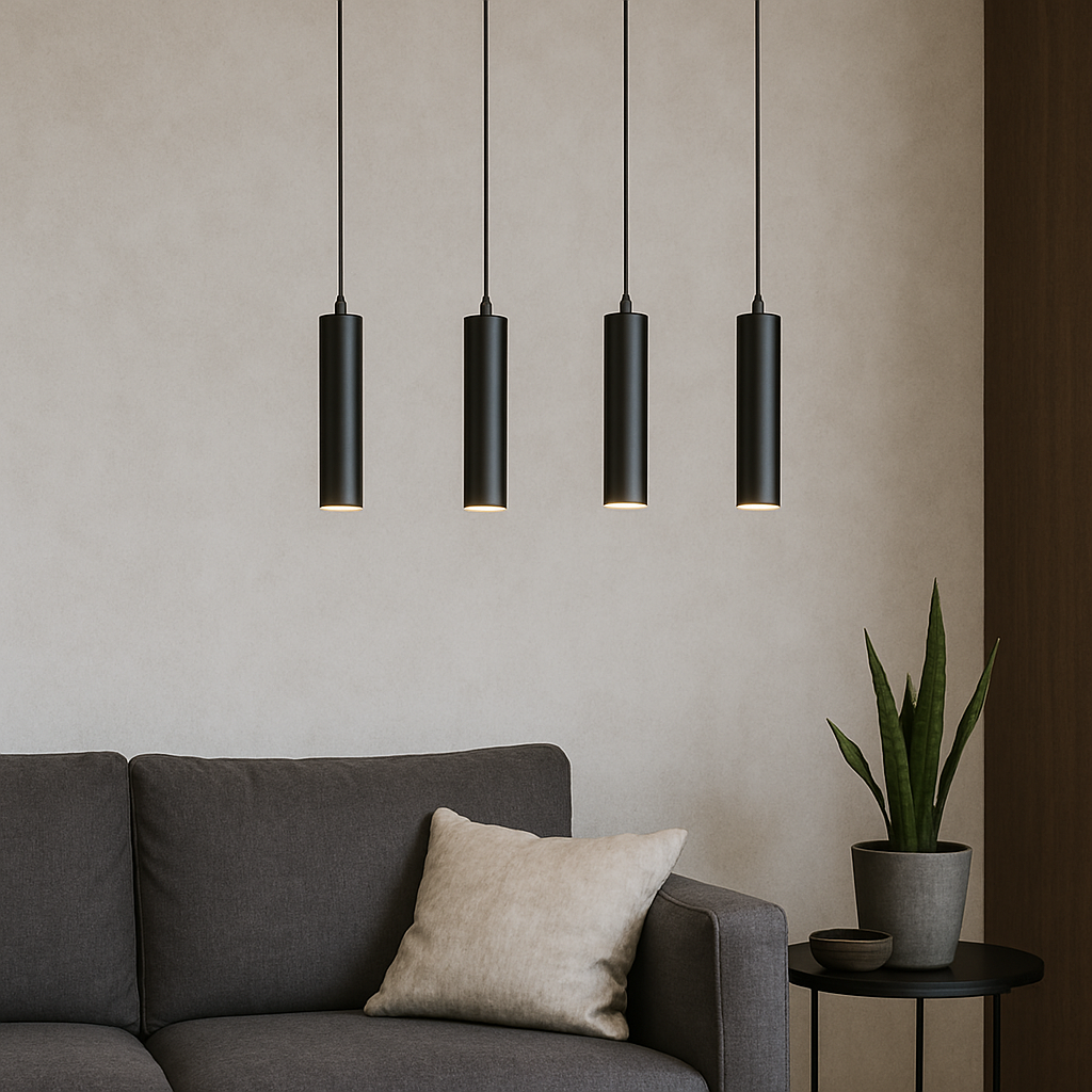 Підвісна люстра чорна з тубусами H-22 cm E27 Black Simple tube 250741-100005700