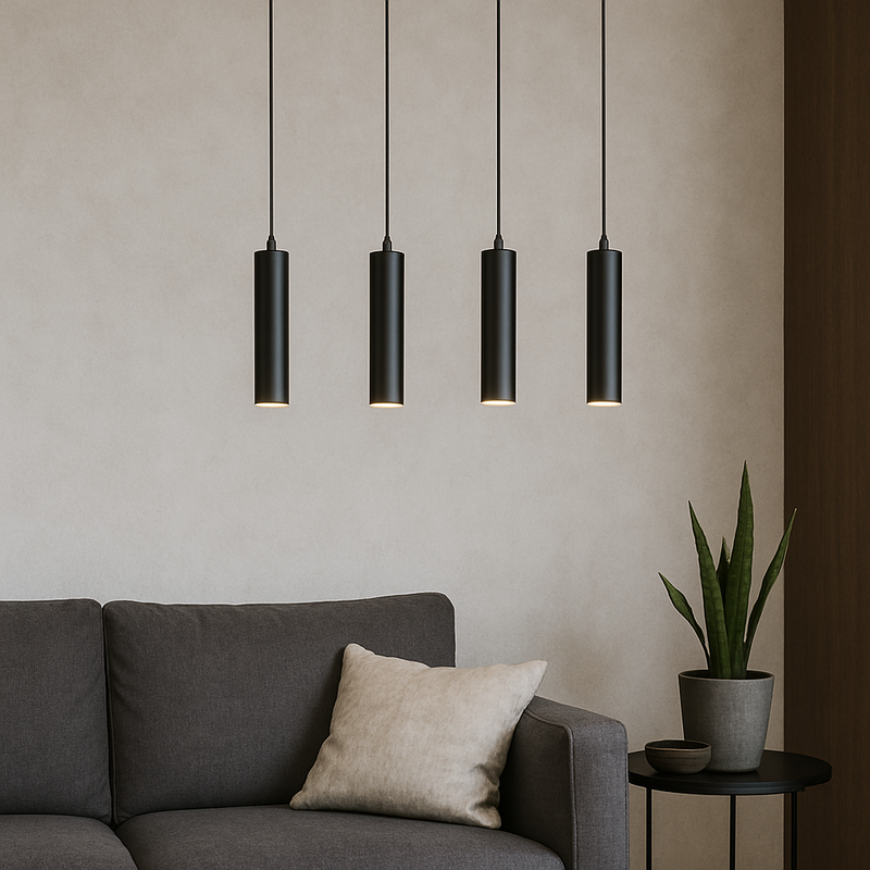 Підвісна люстра чорна з тубусами H-22 cm E27 Black Simple tube 250741-100005700