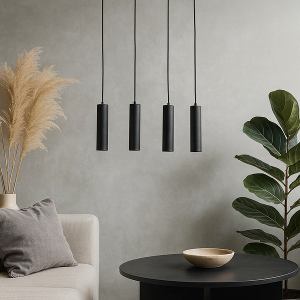 Підвісна люстра чорна з тубусами H-22 cm E27 Black Simple tube 250741-100005700