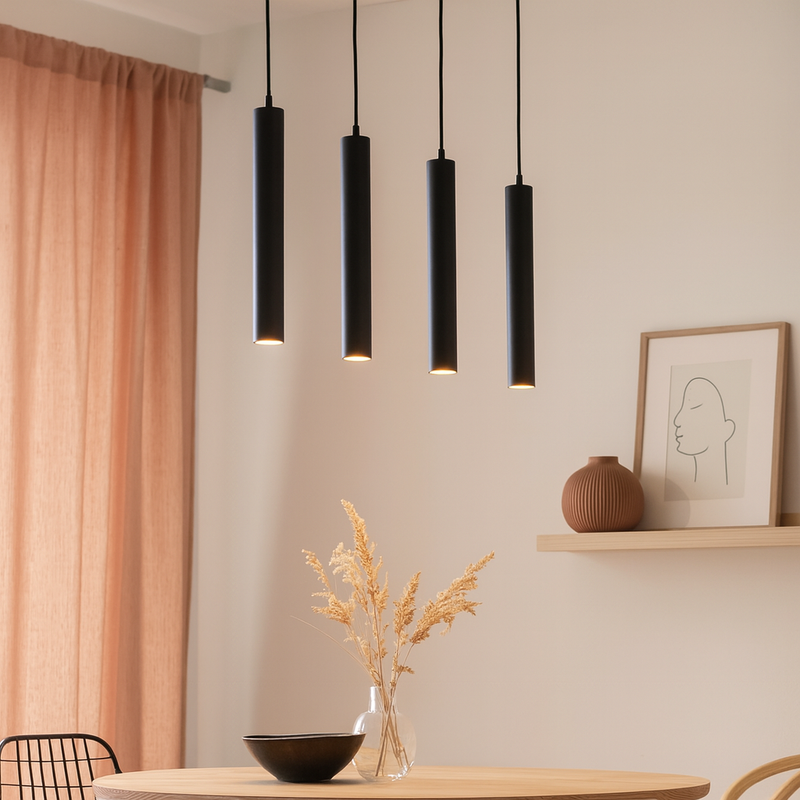 Підвісна люстра чорна з тубусами H-32 cm E27 Black Simple tube 250741-100005701