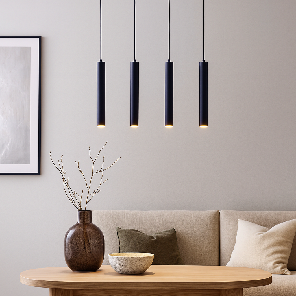Підвісна люстра чорна з тубусами H-32 cm E27 Black Simple tube 250741-100005701