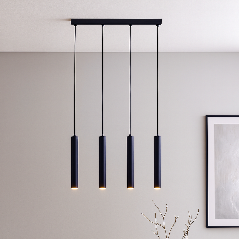 Підвісна люстра чорна з тубусами H-32 cm E27 Black Simple tube 250741-100005701