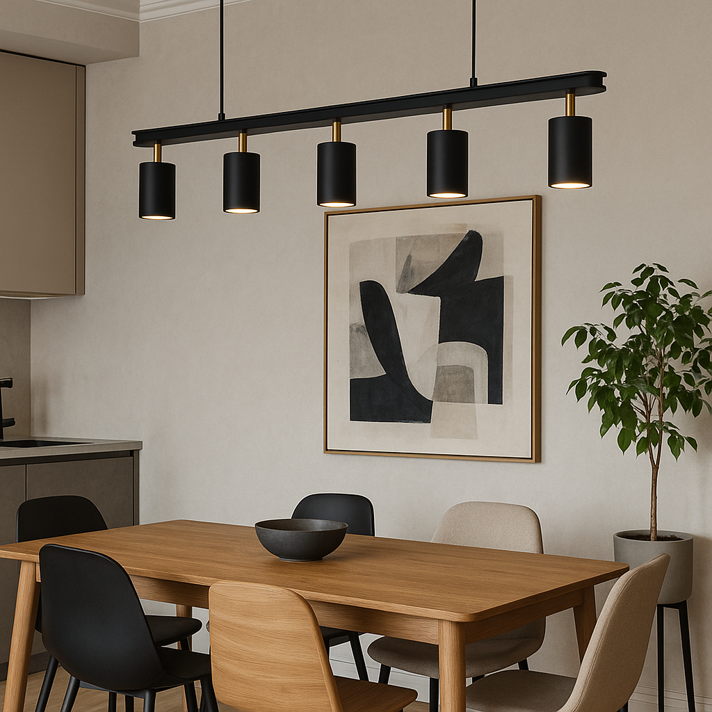 Люстра чорна споти з золотими ніжками L-90 cm GU10 Black+Gold Accents 250741-100005705