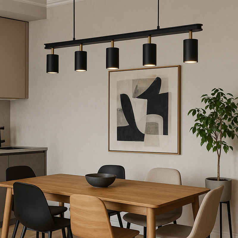 Люстра чорна споти з золотими ніжками L-90 cm GU10 Black+Gold Accents 250741-100005705