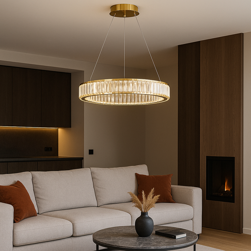 Підвісна люстра золота кришталева D-60 cm Led 44W Gold Brass Ring Luxury 250935-100002063