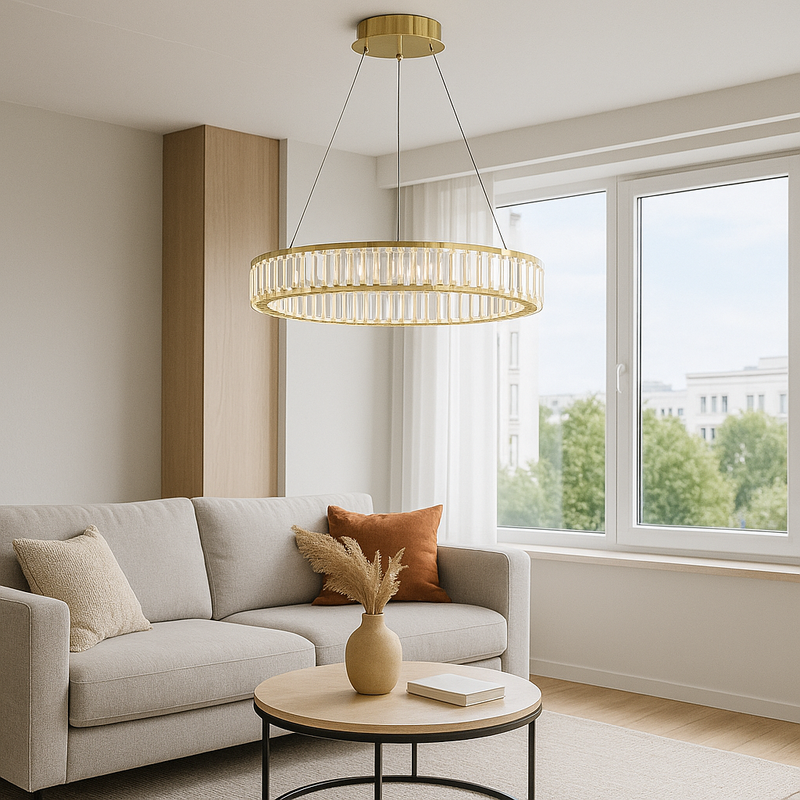 Підвісна люстра золота кришталева D-60 cm Led 44W Gold Brass Ring Luxury 250935-100002063