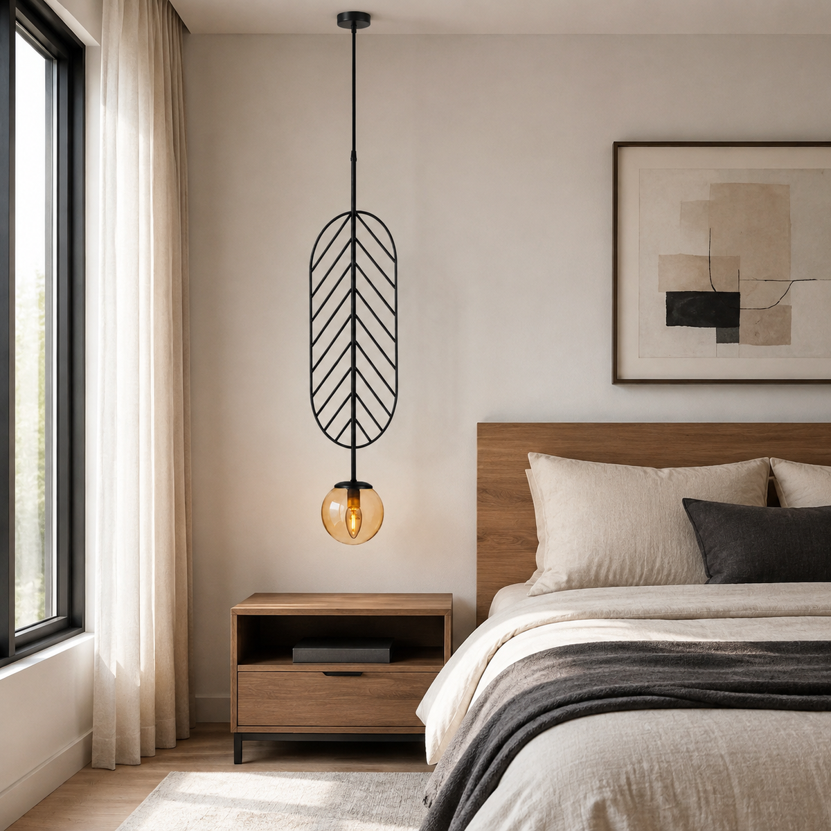 Підвісний світильник H-75 cm E14 Black+Amber Leaf 260944-100008781