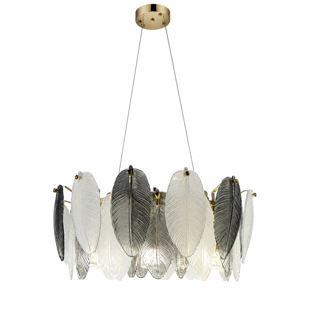 Підвісні люстри золоті D-50 cm / D-75 cm Е14 Gold+Graphit Feathers 260688-100008178