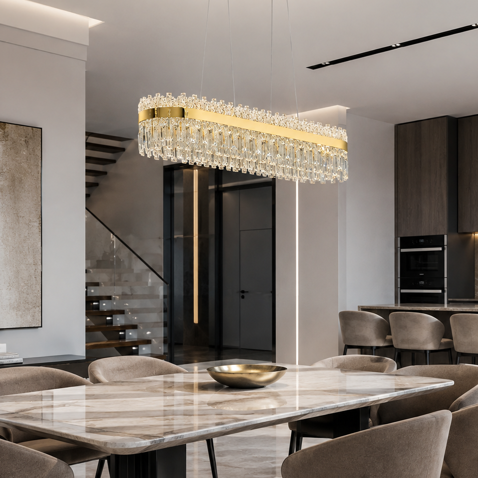 Підвісна люстра золота L-100 cm Led 80W Gold Crystal 260817-100008513