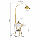 Торшер золотий з тумбою з бездротовою зарядкою H-160 cm E27 Gold+White Helga 260758-100008332