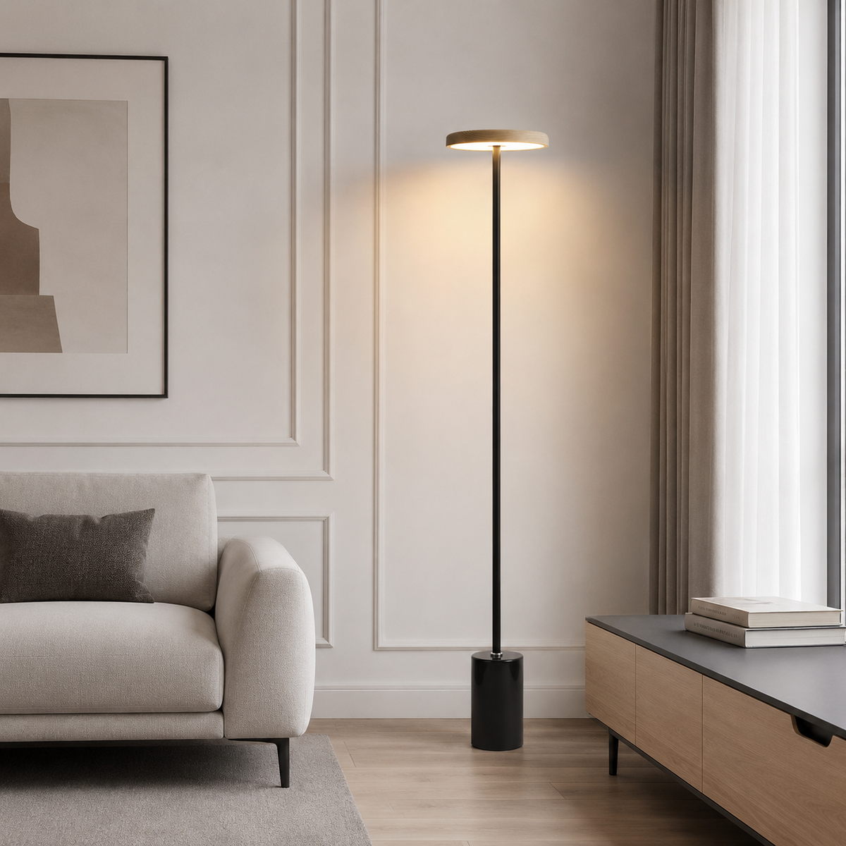 Торшери з пультом управління H-130 cm D-25 cm Led Black+Brown Marfa 260758-100008335
