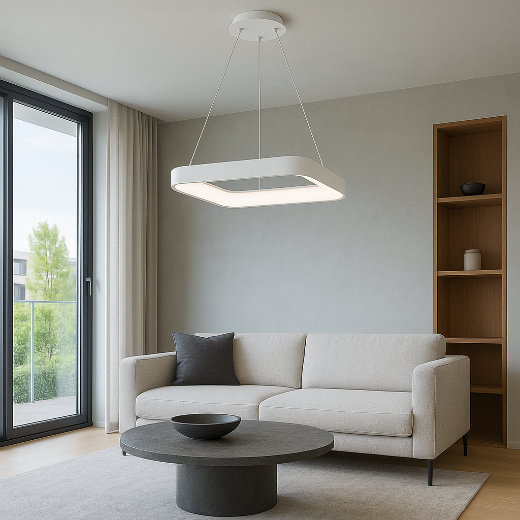 Підвісна люстра біла світлодіодна L-60 см Led 80W White Strict squares 250962-100002065