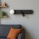 Настінний світильник чорниий з білим плафоном та спотом L-40cm Led+G9 Black Bollo 250918-100002070