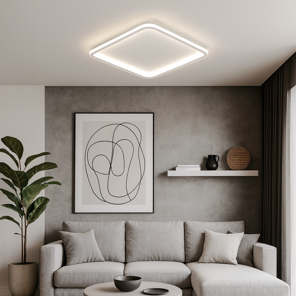 Ультратонка стельова біла квадратна люстра з пультом керування L-40 cm Led 70W White Square 250864-100005733