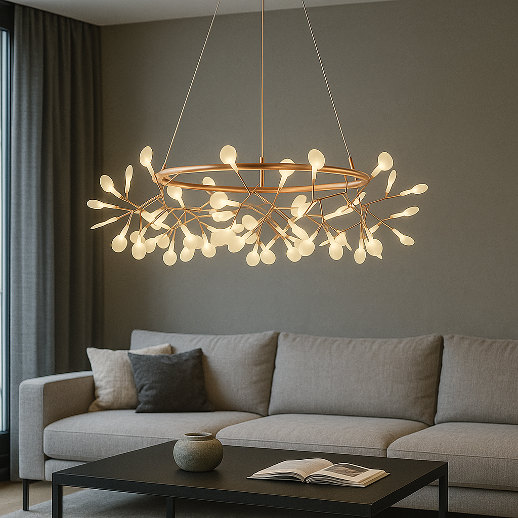 Підвісні люстри золоті з лепестками D-80 cm / D-105 cm Led 4000K Gold Petals 251180-100006490