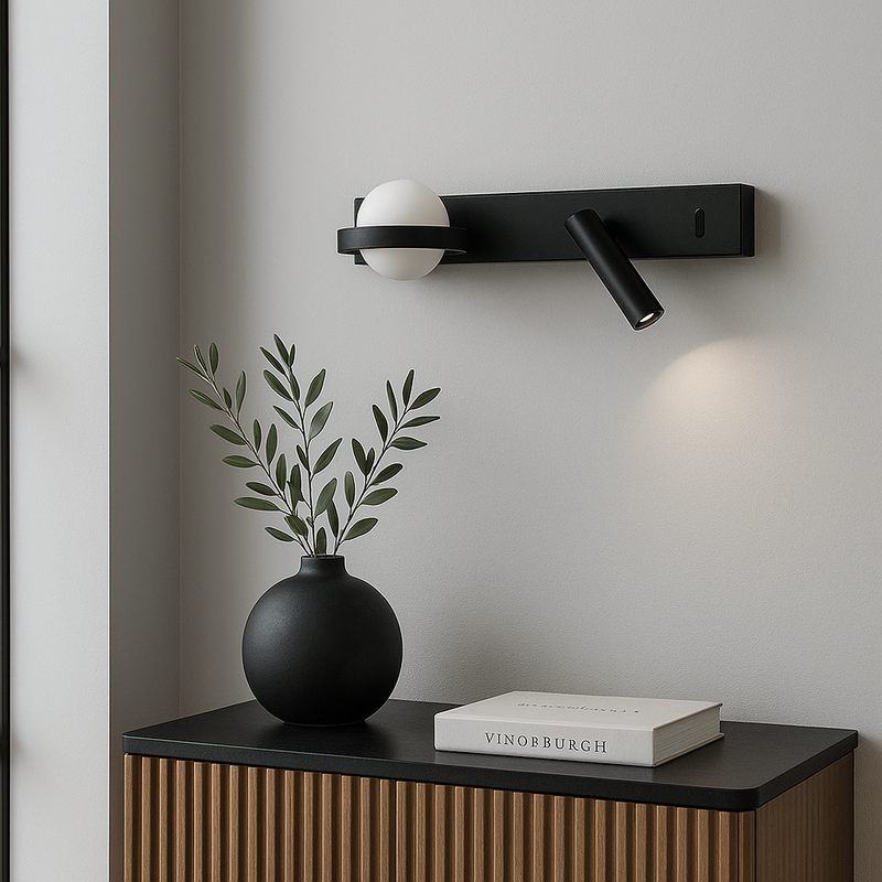 Настінний світильник чорний зі спотом L-40 cm G9+Led Black Merry me 251118-100006491