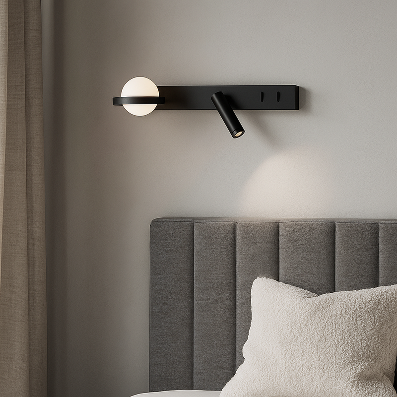 Настінний світильник чорний зі спотом L-40 cm G9+Led Black Merry me 251118-100006491