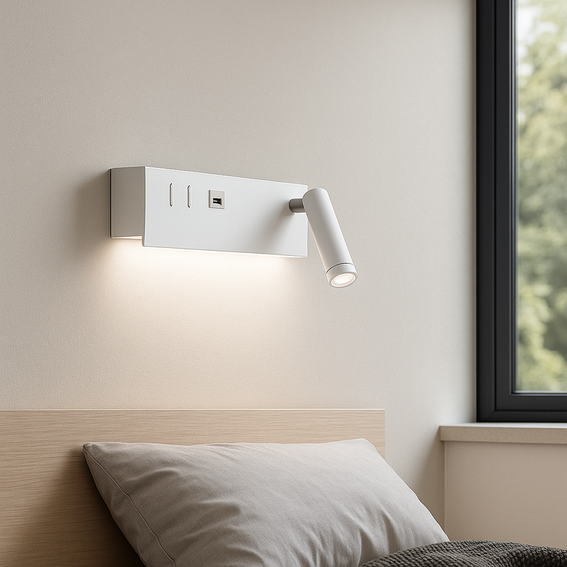 Настінний світильник білий зі спотом та USB-A L-30 cm Led 8W 4000K White Merry me 251118-100006493