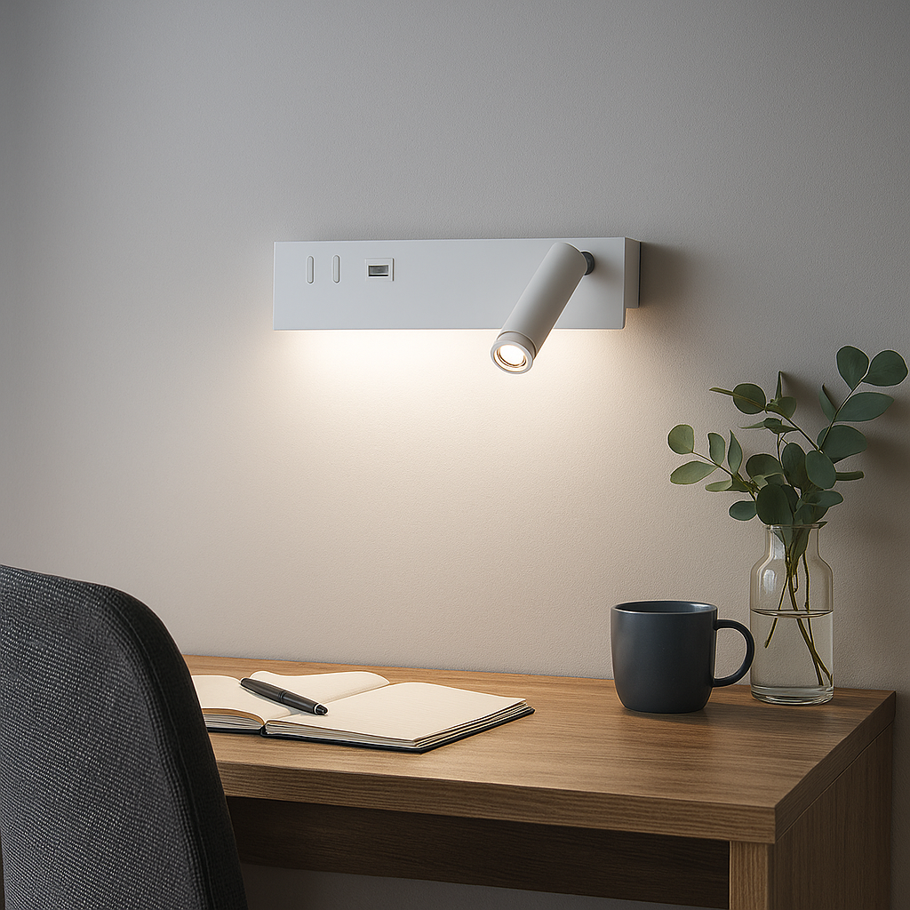Настінний світильник білий зі спотом та USB-A L-30 cm Led 8W 4000K White Merry me 251118-100006493