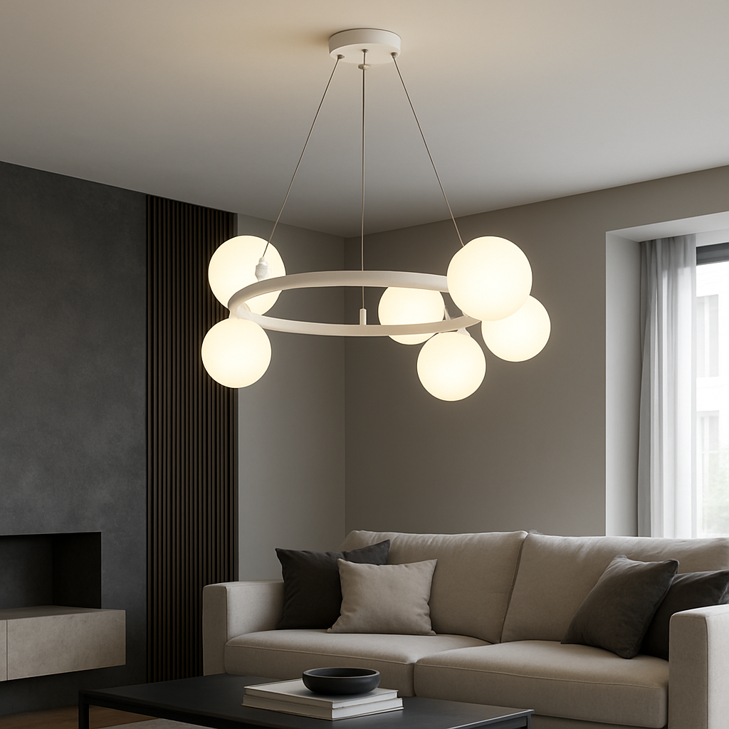 Підвісна люстра біла D-60 cm G9*9 White Bubbles 251118-100006496