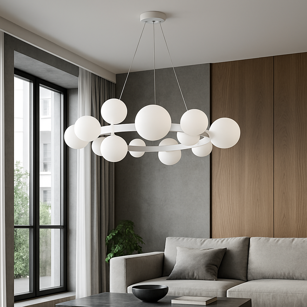Підвісна люстра біла D-75 cm G9*15 White Bubbles 251118-100006498